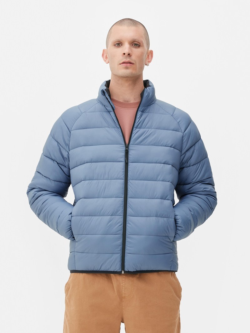 Abrigos Primark Essential Funnel Neck Puffer Jacket Hombre Azules Claro | 1493FIXAM