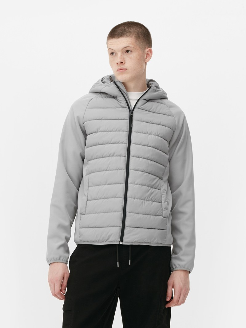 Abrigos Primark Híbrido Puffer Jacket Hombre Gris Claro | 7628BSUXN