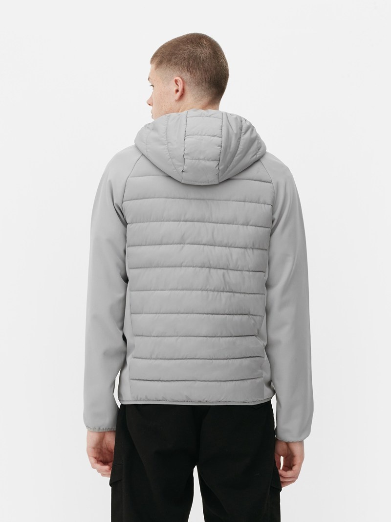 Abrigos Primark Híbrido Puffer Jacket Hombre Gris Claro | 7628BSUXN