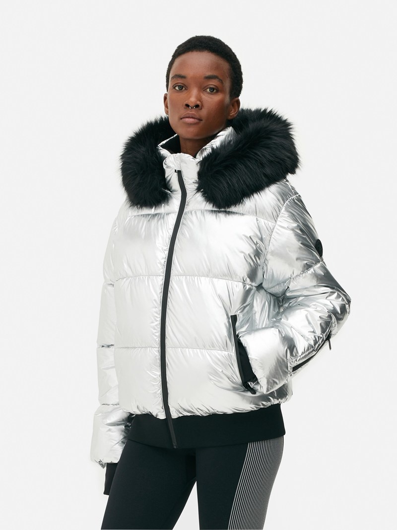 Abrigos Primark Metallic Encapuchado Puffer Jacket Mujer Plateadas | 6358UVLKX