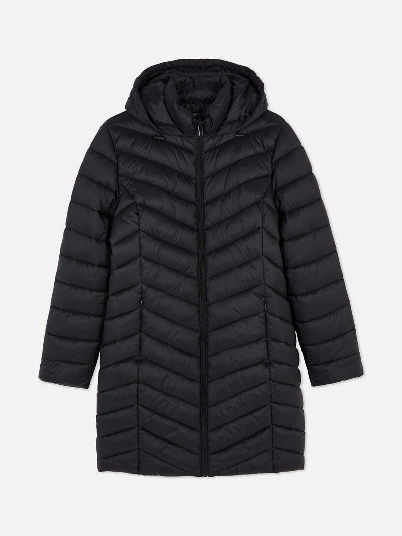 Abrigos Primark Super Light Longline Puffer Jacket Mujer Negras | 2309DBLOM