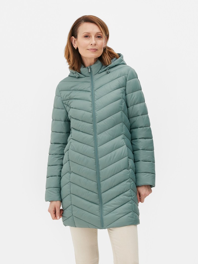 Abrigos Primark Super Light Longline Puffer Jacket Mujer Verde Oscuro | 2801WFHNP