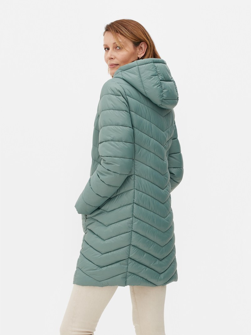 Abrigos Primark Super Light Longline Puffer Jacket Mujer Verde Oscuro | 2801WFHNP