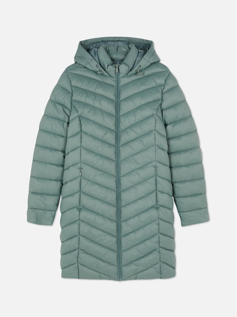 Abrigos Primark Super Light Longline Puffer Jacket Mujer Verde Oscuro | 2801WFHNP