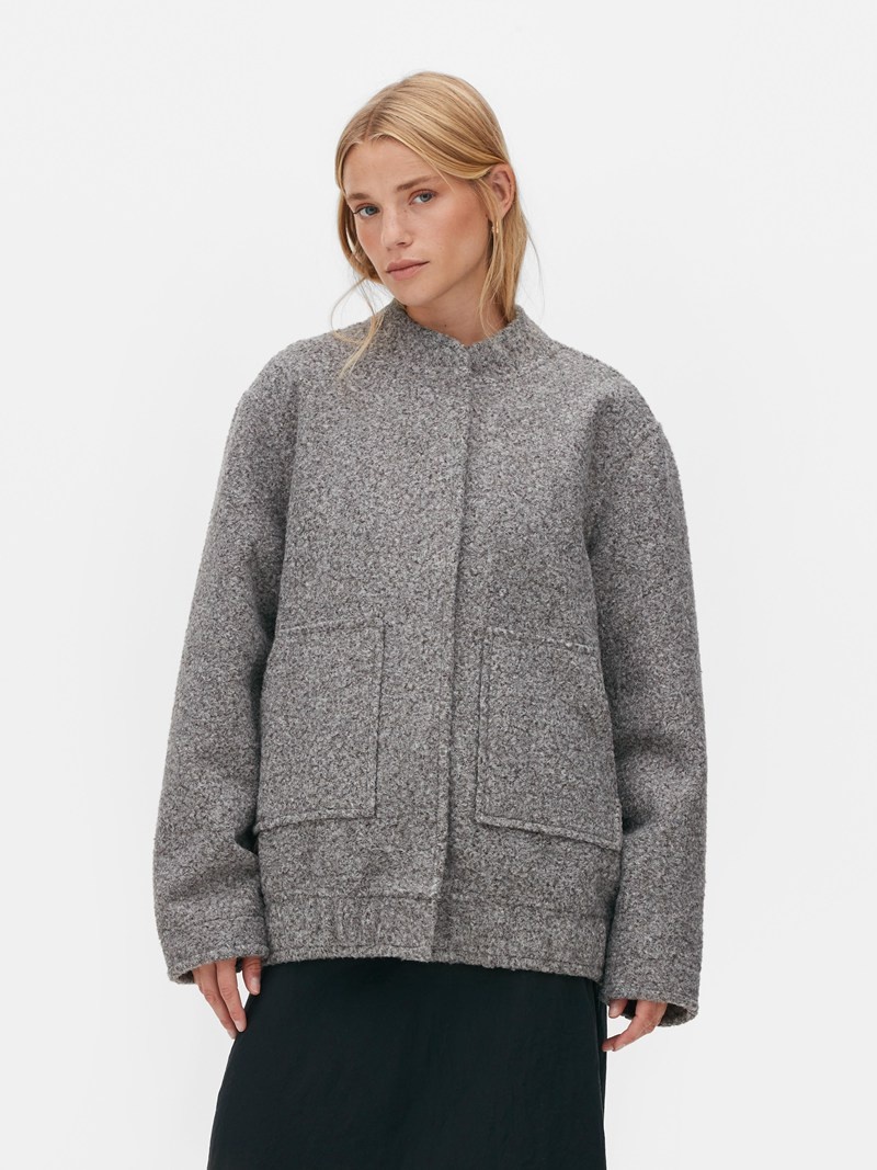 Abrigos Primark The Edit Bouclé Bomber Jacket Mujer Gris | 9368VWBPG