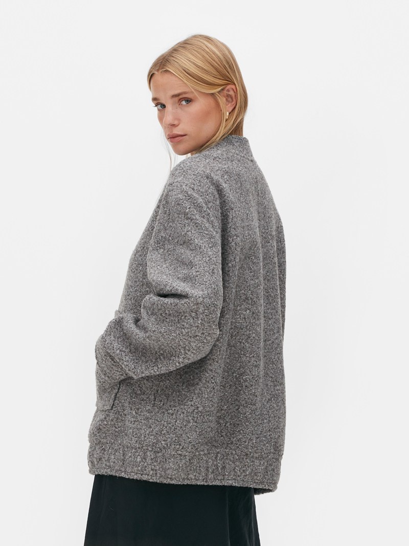 Abrigos Primark The Edit Bouclé Bomber Jacket Mujer Gris | 9368VWBPG