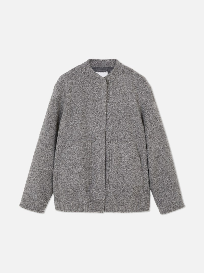 Abrigos Primark The Edit Bouclé Bomber Jacket Mujer Gris | 9368VWBPG