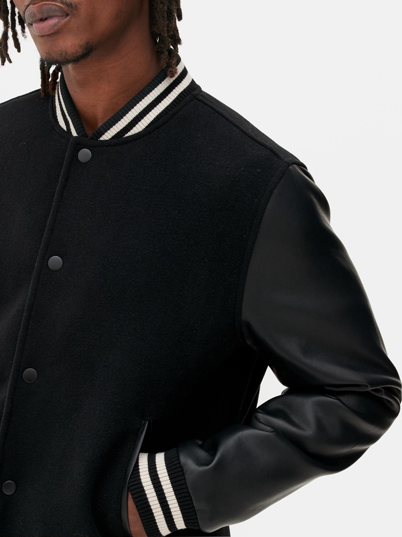 Abrigos Primark Varsity Bomber Jacket Hombre Negras | 3154ZPURQ