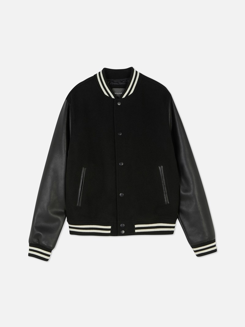 Abrigos Primark Varsity Bomber Jacket Hombre Negras | 3154ZPURQ