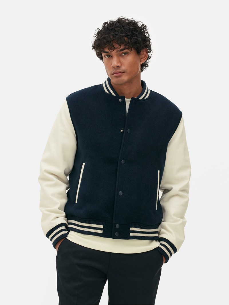 Abrigos Primark Varsity Bomber Jacket Hombre Azul Marino | 9476JUAXP