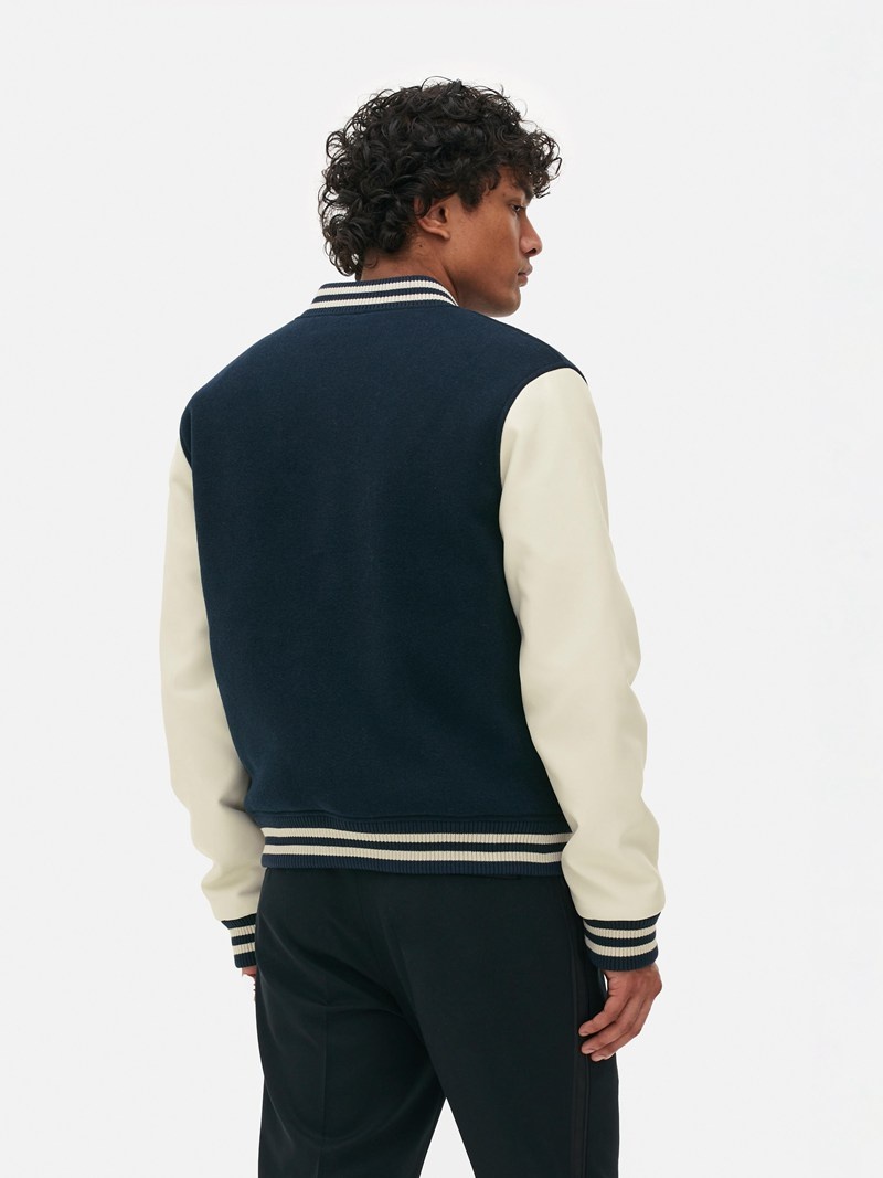 Abrigos Primark Varsity Bomber Jacket Hombre Azul Marino | 9476JUAXP