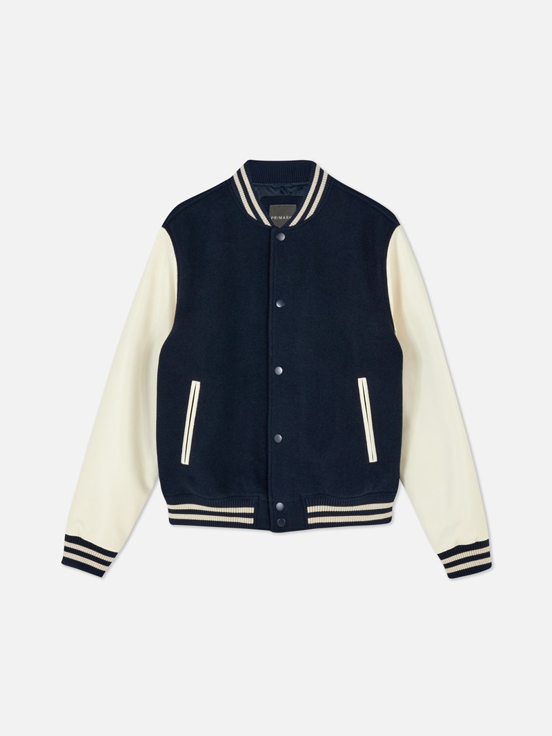 Abrigos Primark Varsity Bomber Jacket Hombre Azul Marino | 9476JUAXP