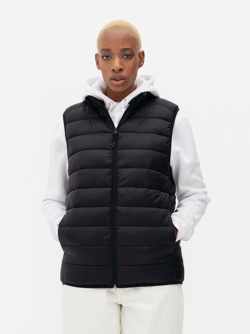 Abrigos Primark Zip Puffer Vest Hombre Negras | 1385HEARM