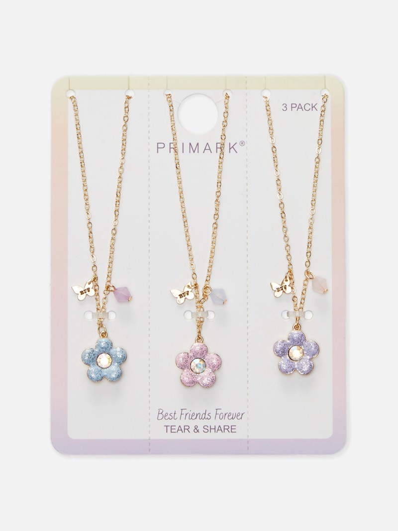 Accesorios Primark 3Pack BFF Flower Charm Necklaces Niños Multicolor | 9184CMTPX