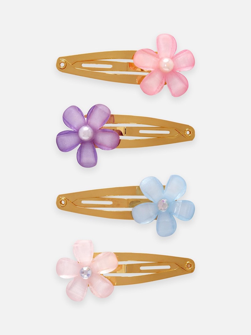 Accesorios Primark 4Pack Flower Gem Snap Hair Clips Niños Multicolor | 3690XWGYA