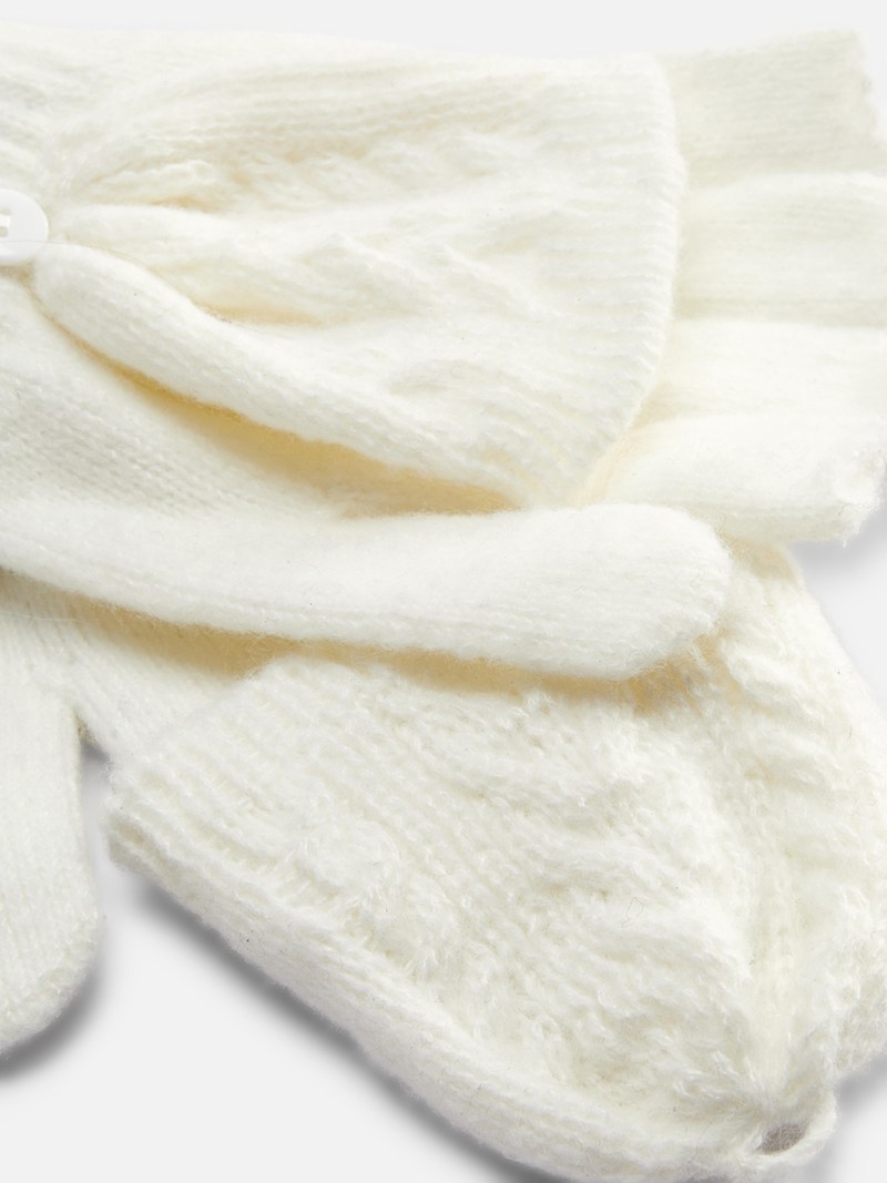 Accesorios Primark Cable Knit Flip Gloves Mujer Creme | 0365SOQEP