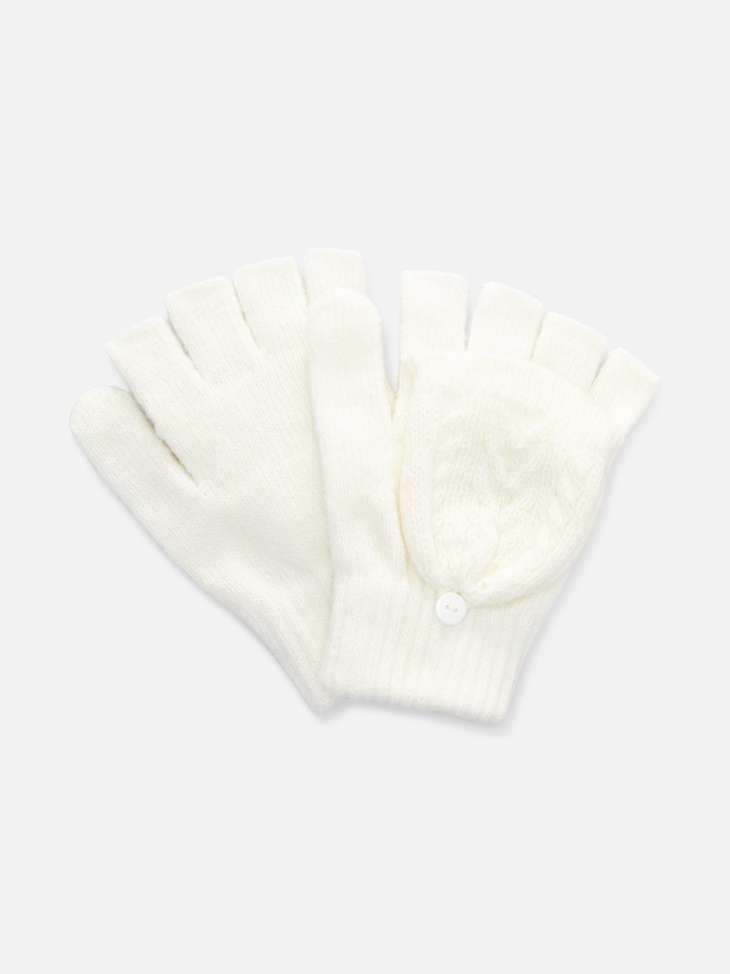 Accesorios Primark Cable Knit Flip Gloves Mujer Creme | 0365SOQEP