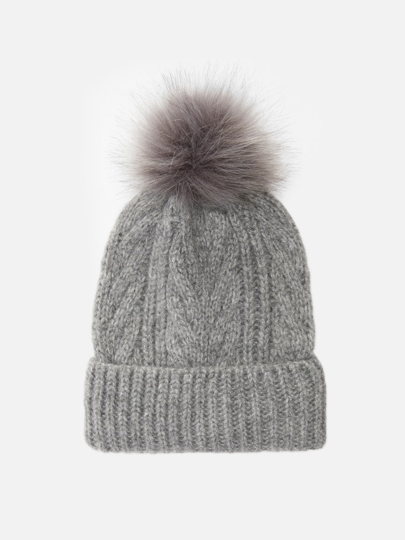 Accesorios Primark Cable Knit Pompom Hat Mujer Gris | 8310TPGIK