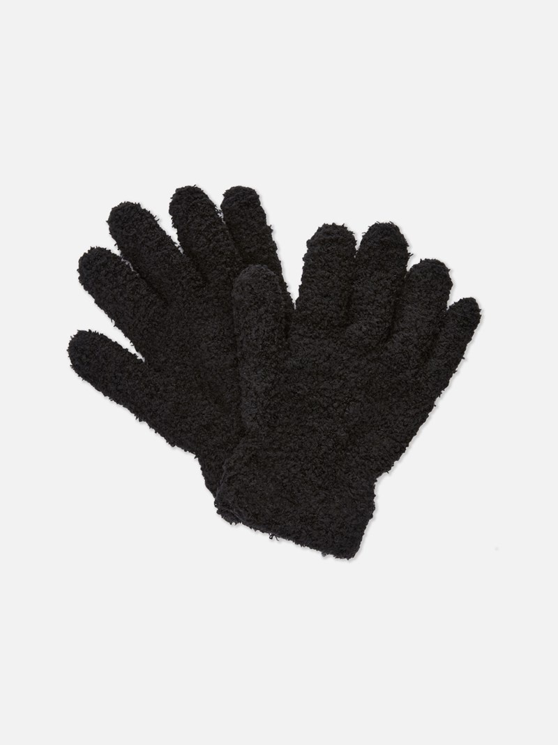 Accesorios Primark Faux Fur Gloves Mujer Negras | 1432XNEKA