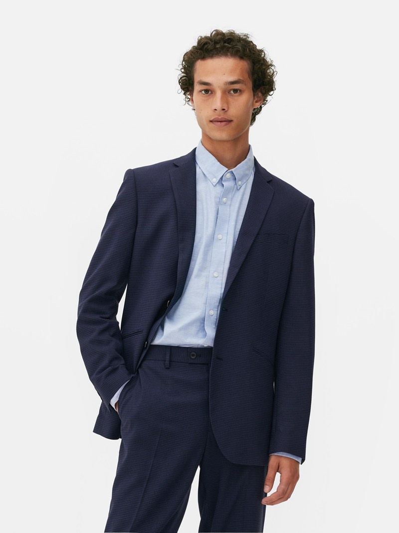 Blazers Primark Check Suit Jacket Hombre Azul Marino | 8425BSCAL