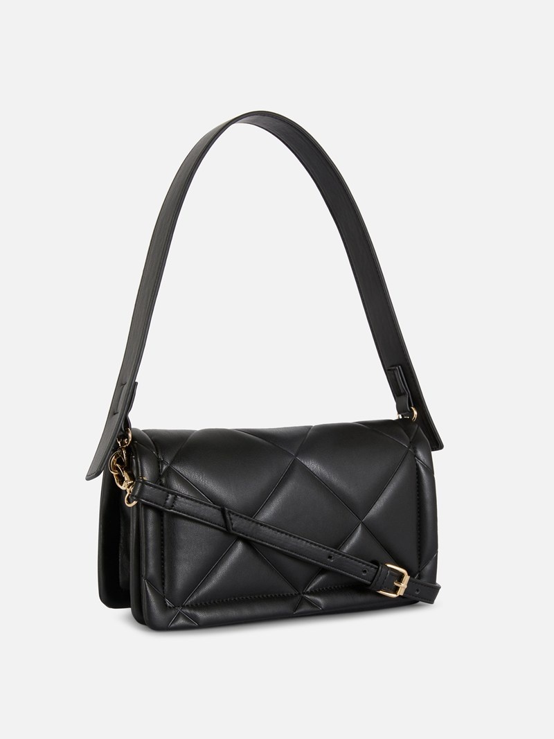 Bolsas Primark Acolchado Faux Cuero Shoulder Mujer Negras | 6183PFSTL