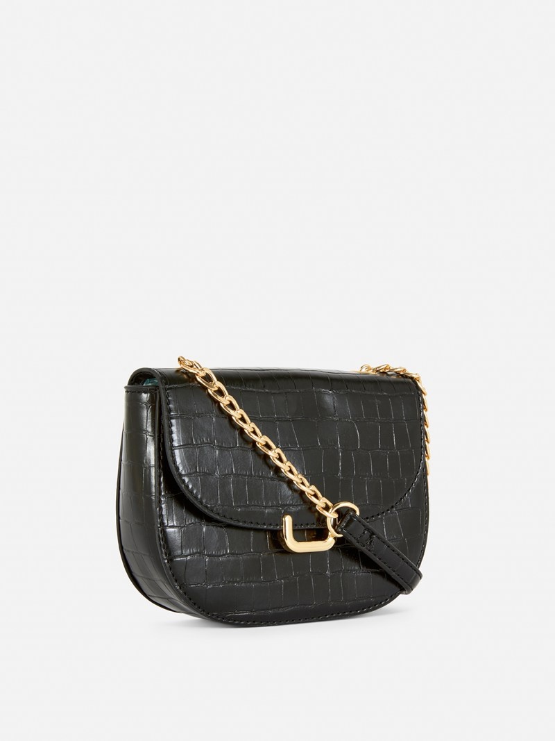 Bolsas Primark Faux Croc Crossbody Mujer Negras | 7689HJKBY