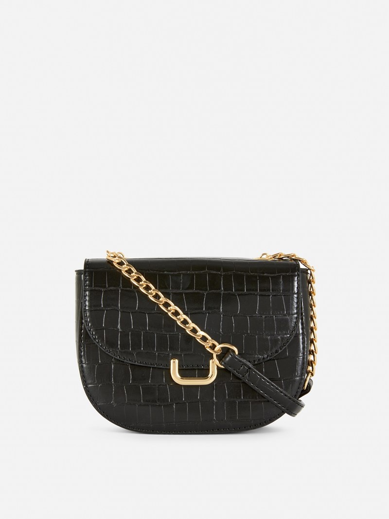 Bolsas Primark Faux Croc Crossbody Mujer Negras | 7689HJKBY