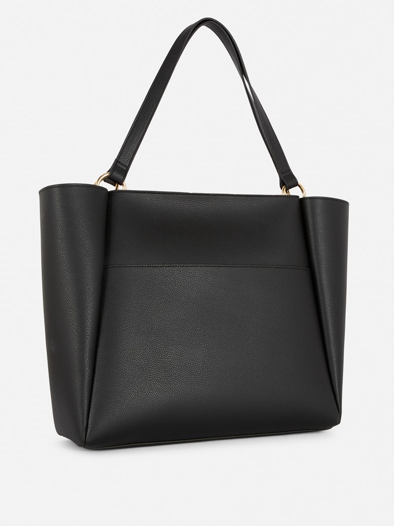 Bolsas Primark Faux Cuero Shopper Mujer Negras | 1059IODXL