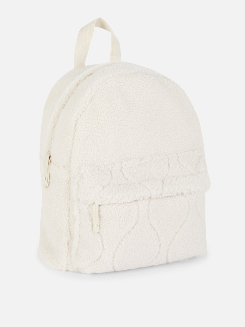 Bolsas Primark Fleece Zip Backpack Mujer Creme | 7853TMKPE