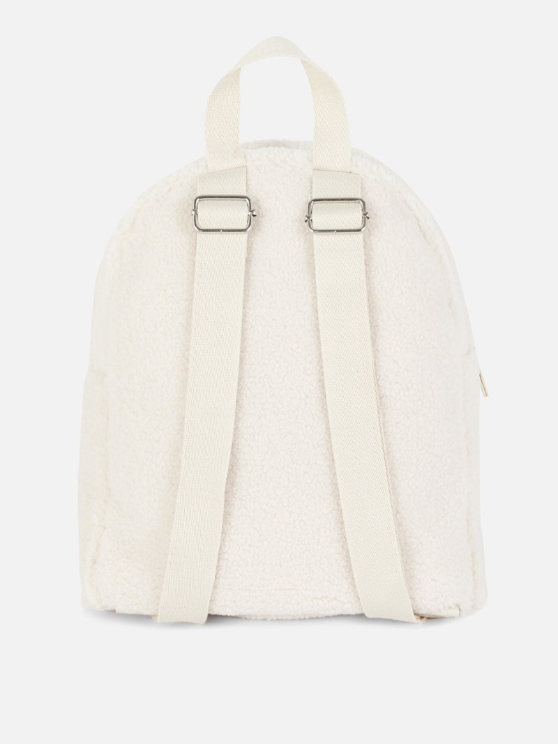 Bolsas Primark Fleece Zip Backpack Mujer Creme | 7853TMKPE