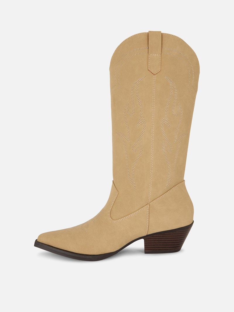 Botas Primark Faux Cuero Cowboy Mujer Marrones | 0451USBCJ