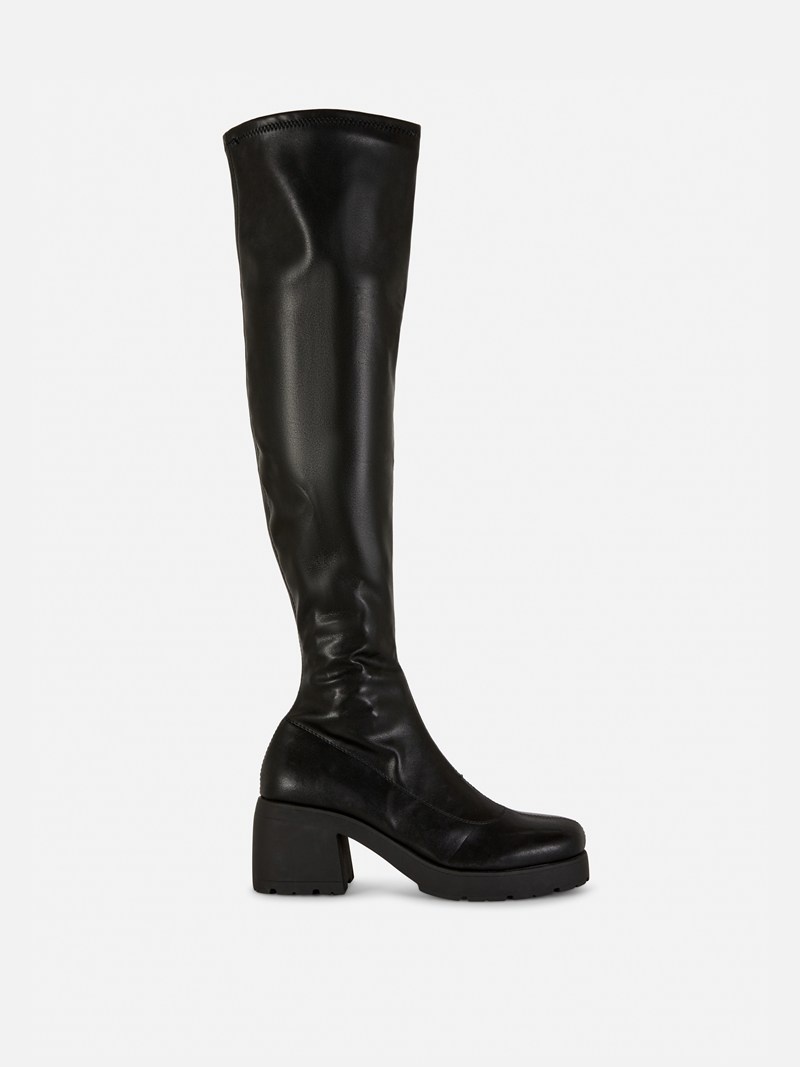 Botas Primark Faux Cuero Over The Knee Mujer Negras | 4527SGFVK