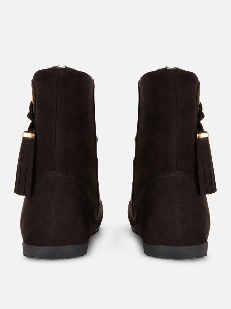 Botas Primark Faux Gamuza Tassel Mujer Negras | 9102EWVYA