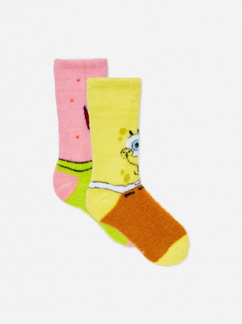 Calcetines Primark 2Pack SpongeBob Square Fleece Mujer Amarillo | 8491BYVUM