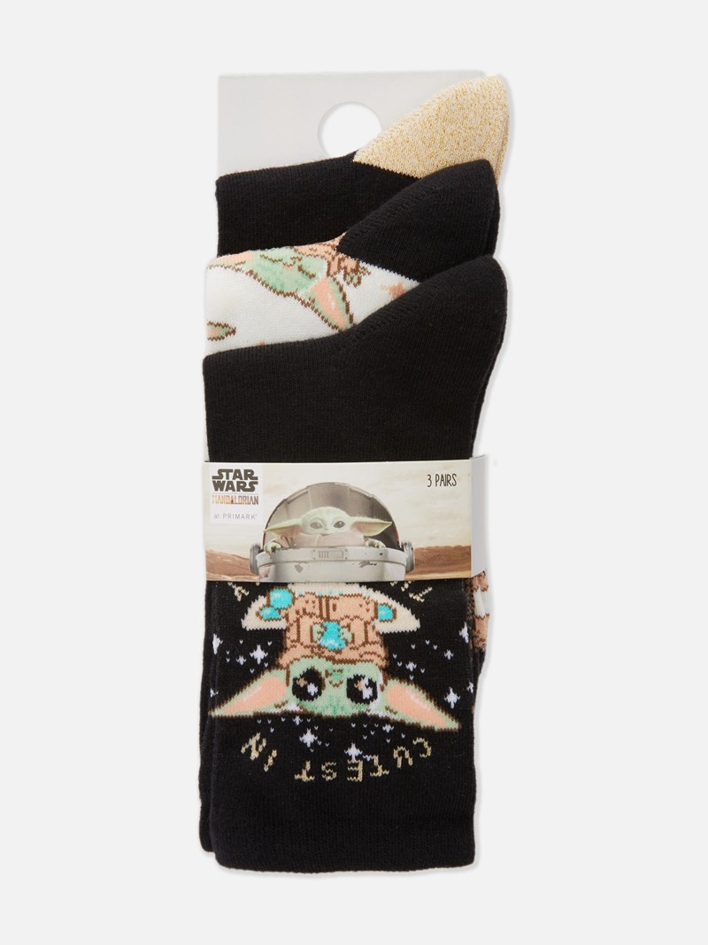 Calcetines Primark 3Pack Star Wars Baby Yoda Mujer Negras | 5289KJMSX