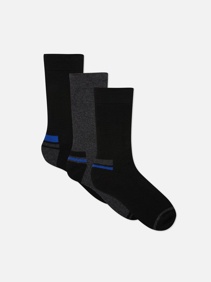 Calcetines Primark 3Pack Thermal Crew Hombre Negras | 7694KEDUS