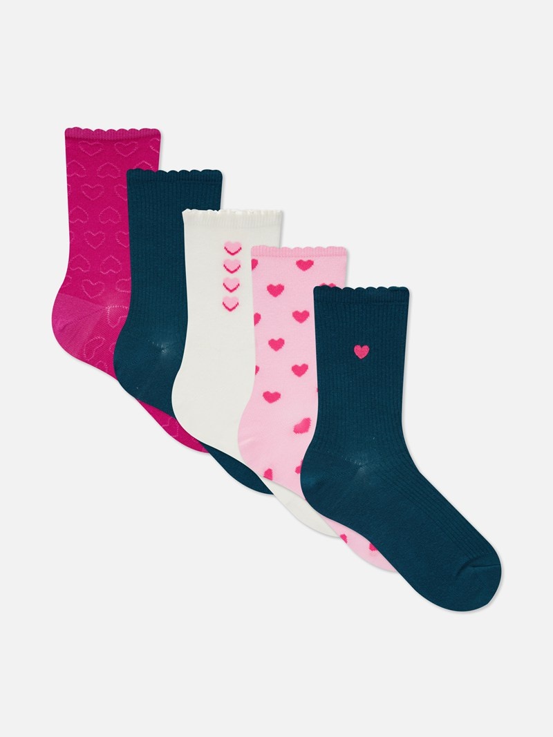 Calcetines Primark 5Pack Heart Print Mujer Turquesa | 5614JKCIL