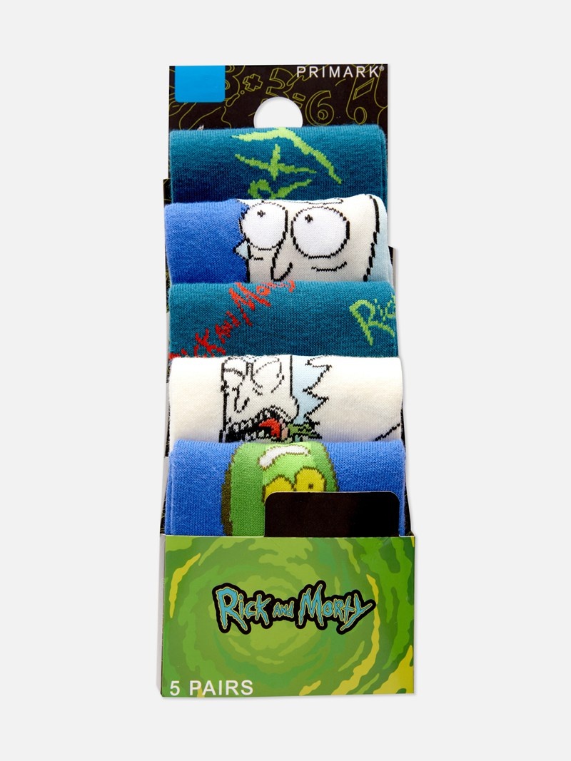 Calcetines Primark 5Pack Rick and Morty Crew Hombre Multicolor | 6078FNRUI