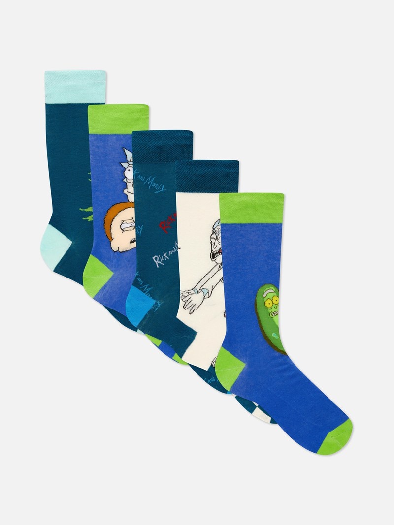 Calcetines Primark 5Pack Rick and Morty Crew Hombre Multicolor | 6078FNRUI