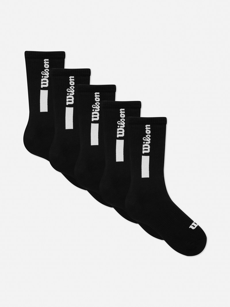 Calcetines Primark 5Pack Wilson Sports Crew Hombre Negras | 6724KICEU