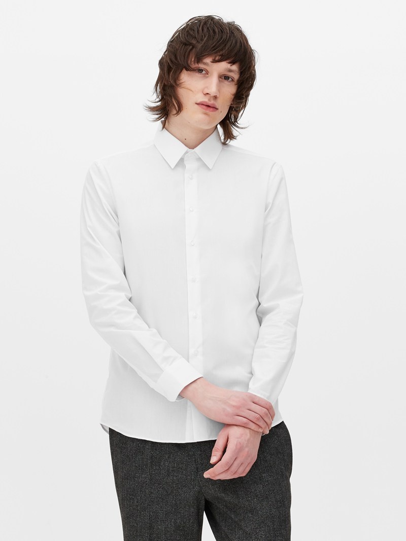 Camisas Primark Algodon Slim Fit Hombre Blancas | 5487HVXGD