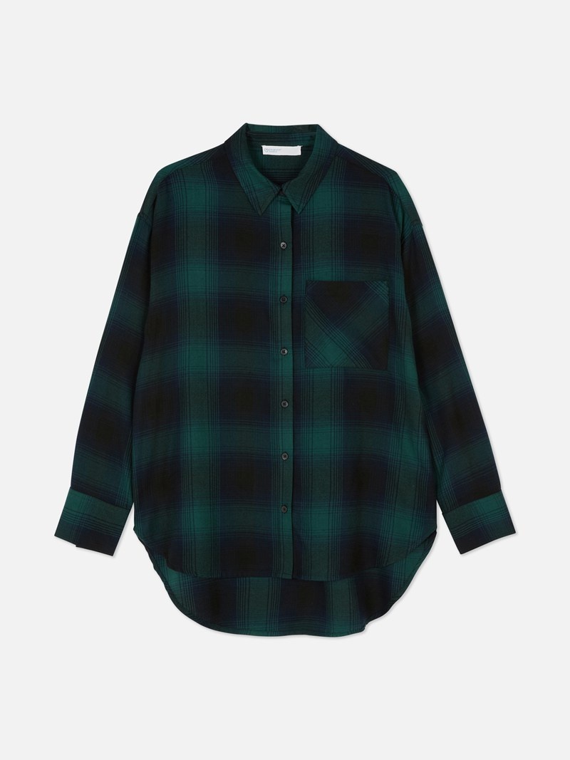 Camisas Primark Boyfriend Check Mujer Verde | 5702VSQCI