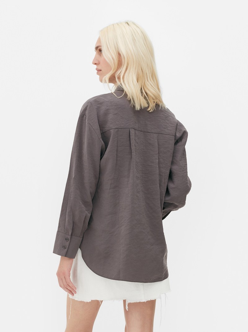 Camisas Primark Casuales Button Down Mujer Gris Oscuro | 2804CWNIJ