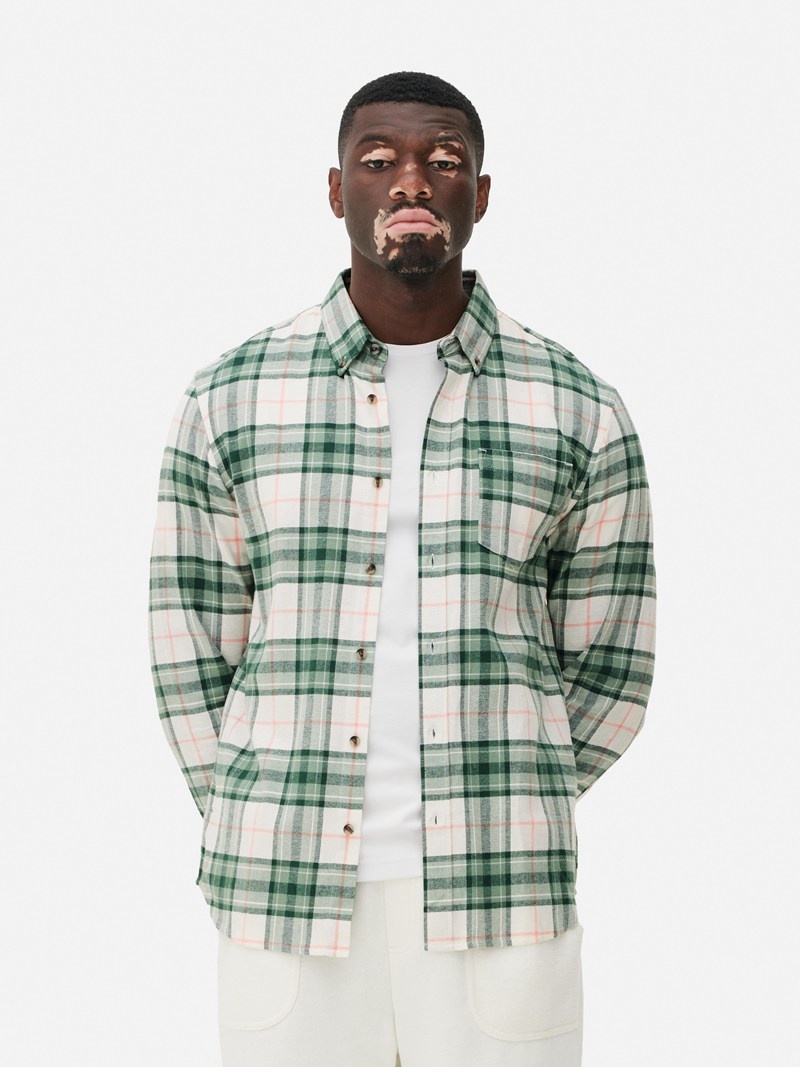 Camisas Primark Check Flannel Hombre Verde Oliva | 3619WCVEM