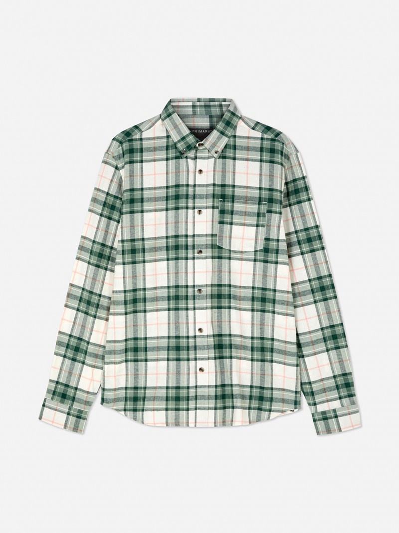 Camisas Primark Check Flannel Hombre Verde Oliva | 3619WCVEM