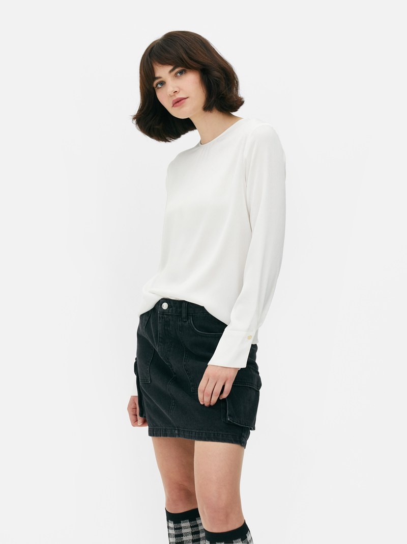 Camisas Primark Classic Crewneck Blouse Mujer Blancas | 6507JIQOD