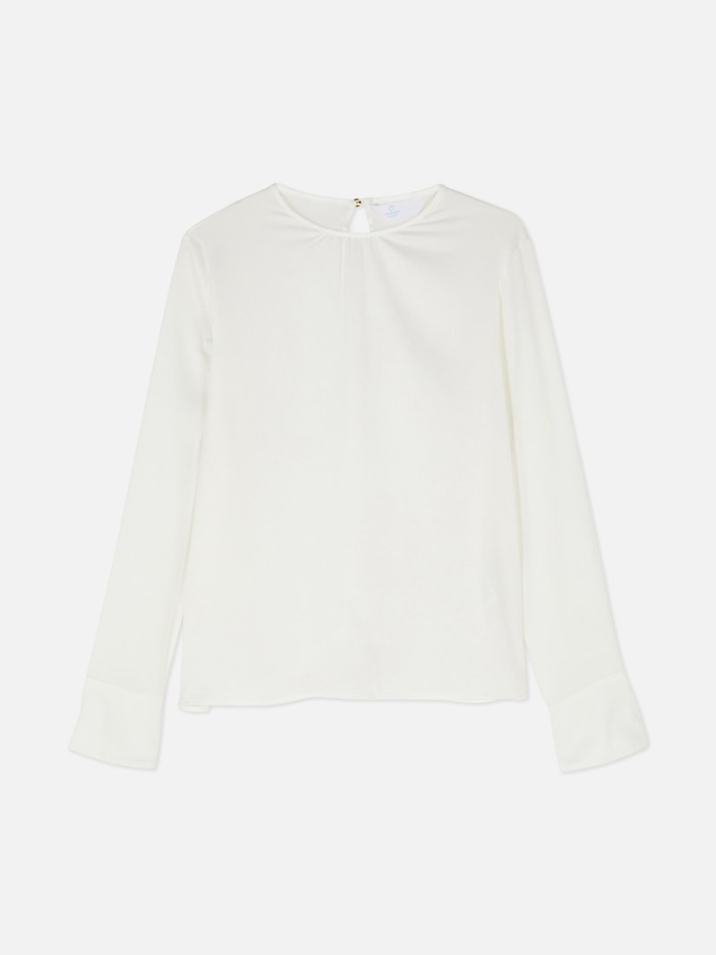 Camisas Primark Classic Crewneck Blouse Mujer Blancas | 6507JIQOD