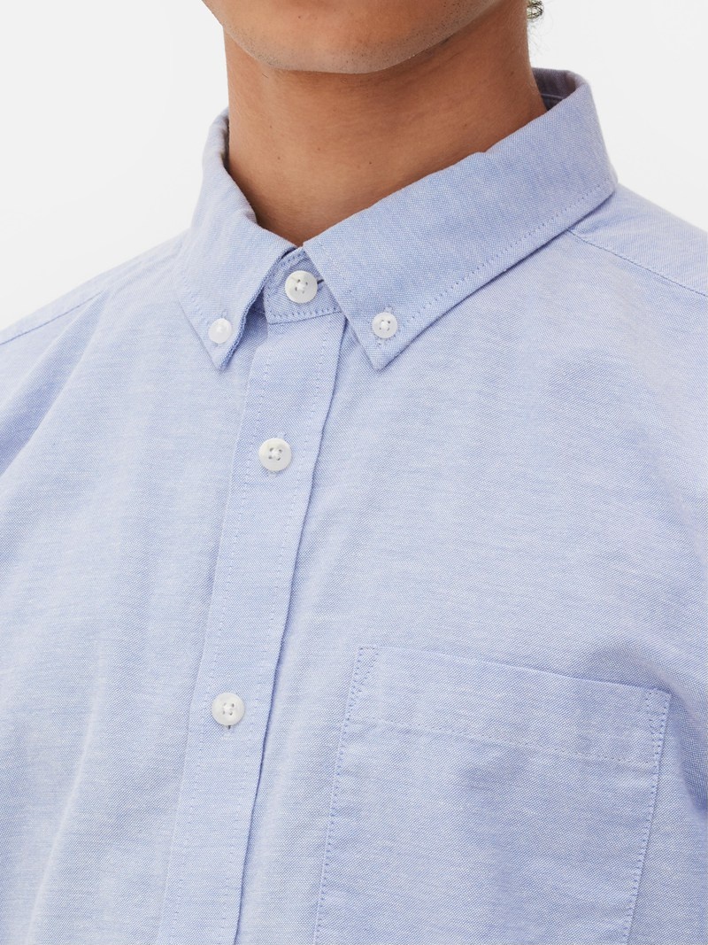 Camisas Primark Long Sleeve Button Down Hombre Azules | 0734BPVDH