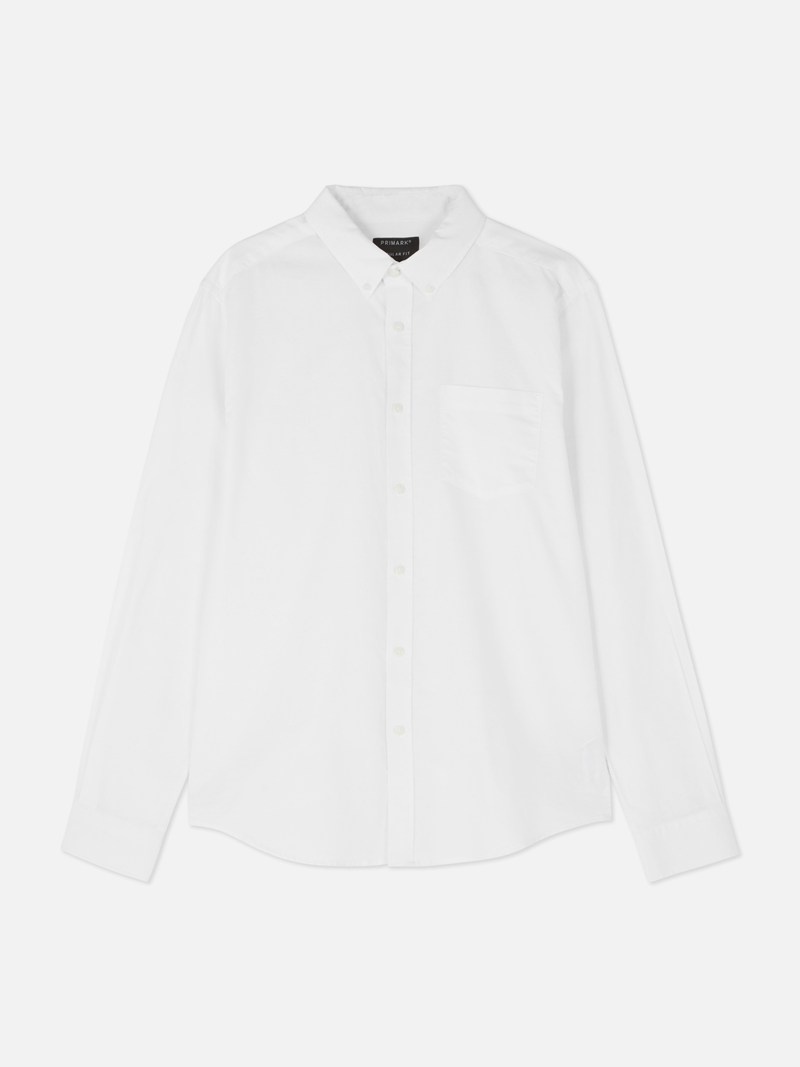 Camisas Primark Long Sleeve Button Down Hombre Blancas | 9387MWCLZ