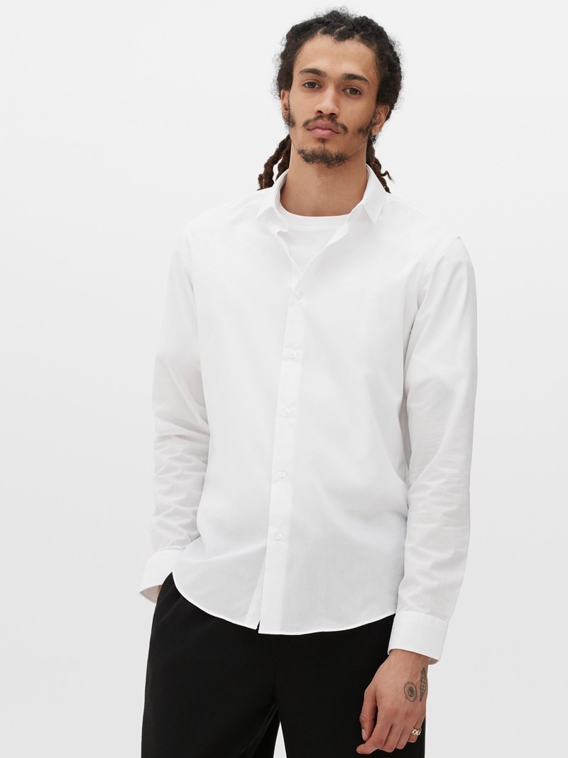 Camisas Primark Long Sleeve Regular Fit Hombre Blancas | 9561WIXVO